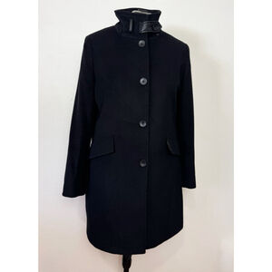 DKNY Women’s Wool Blend Coat Black Medium Single Breasted Long Jacket Fall Winte